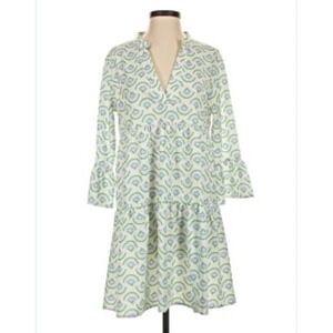 Michelle McDowell‎ White Floral Tiered Vneck Long Sleeve Dress Women's XL